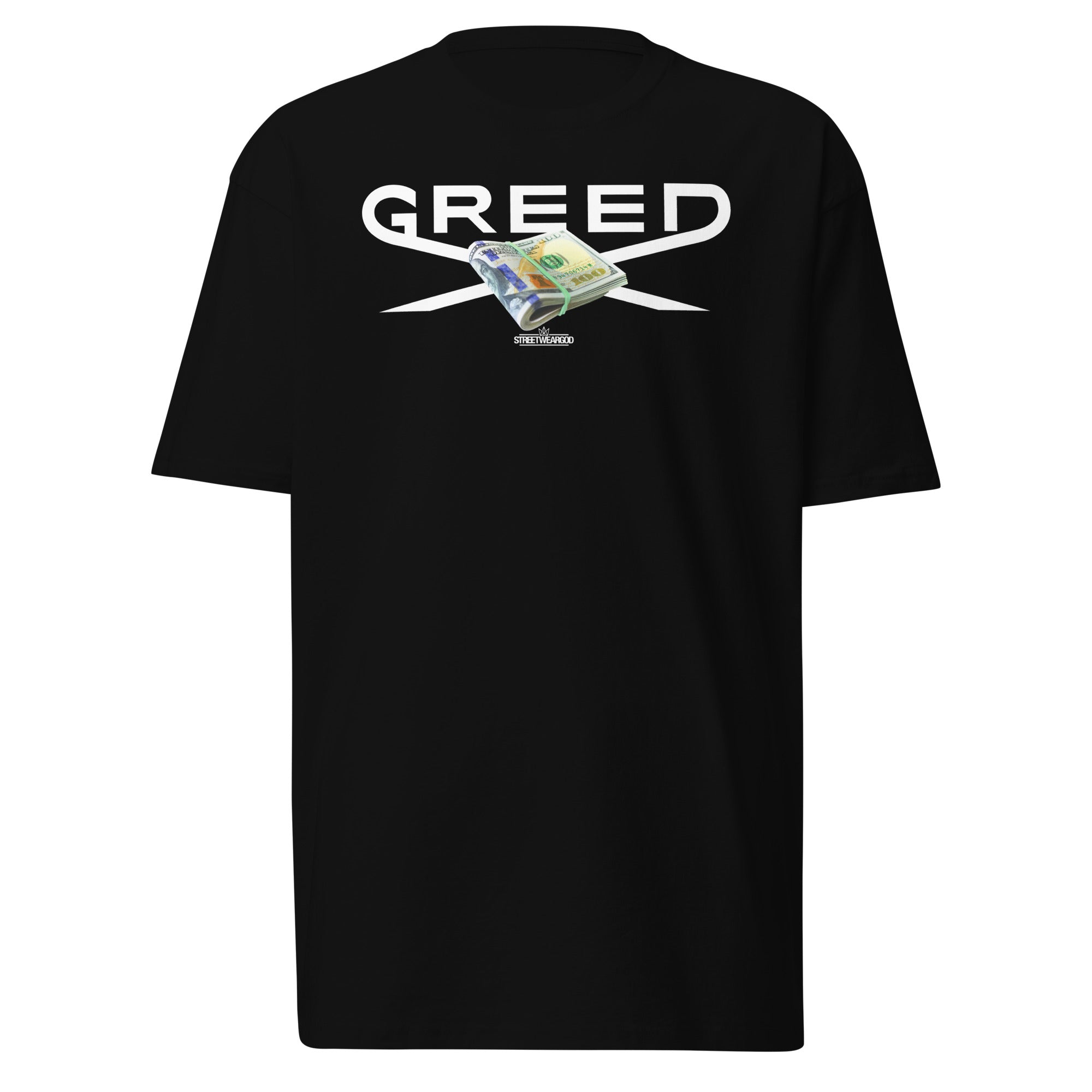 Greed black premium heavyweight tee
