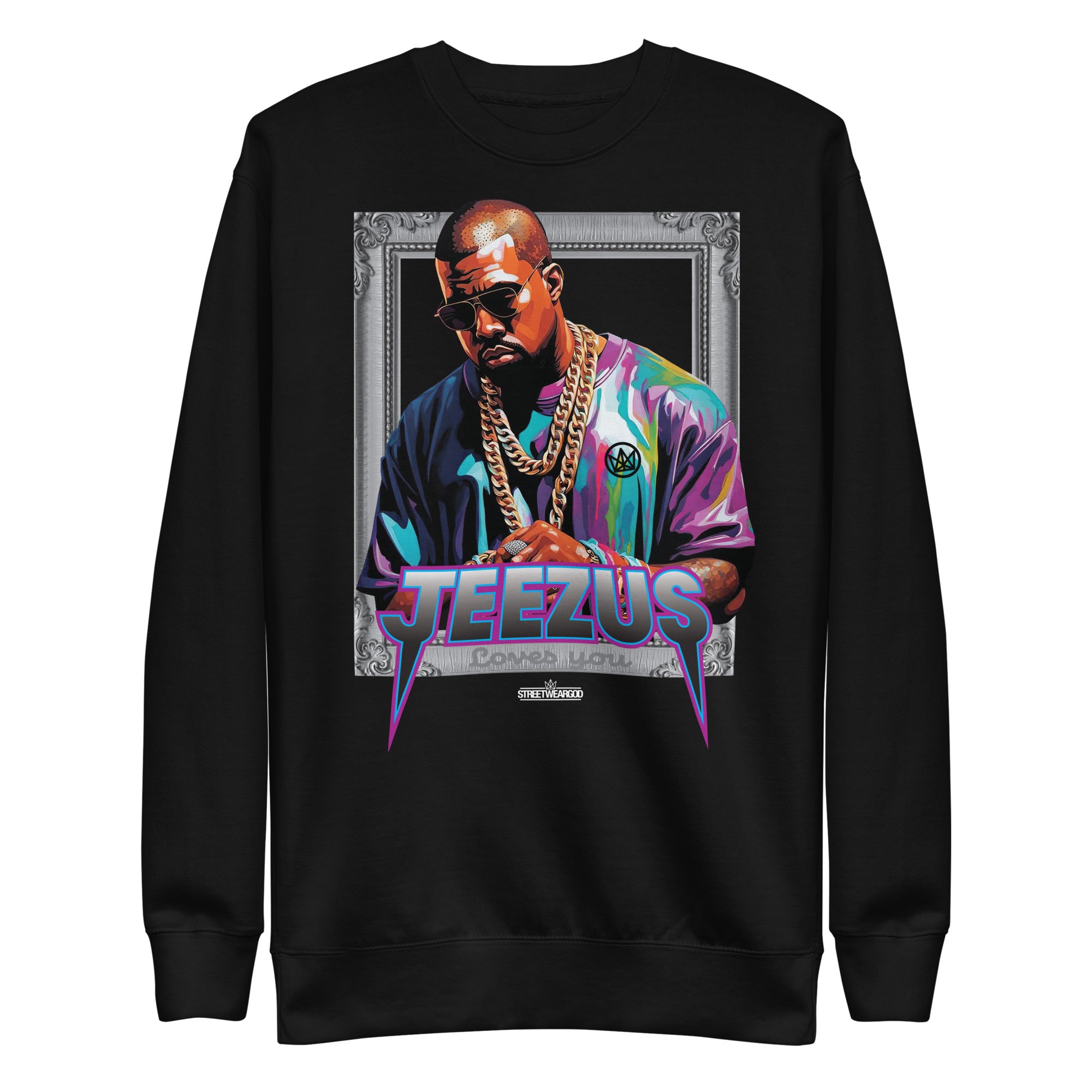 JEEZUS LOVES YOU BLACK Premium Sweatshirt